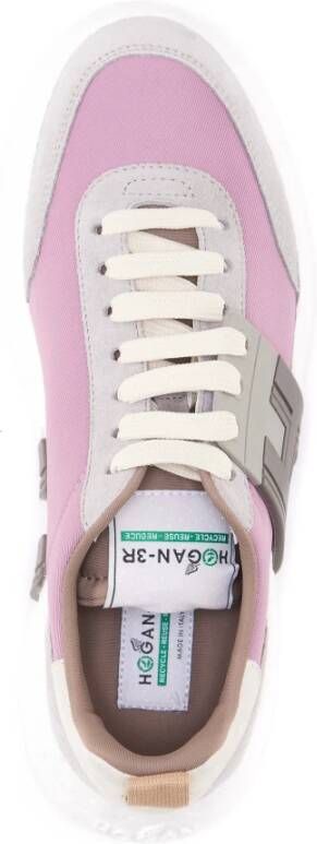 Hogan Roze Sneakers met Iconisch Logo en Vetersluiting Roze Dames