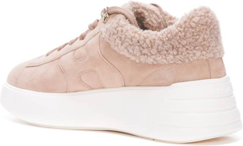 Hogan Dames Sneakers met Nepbont Detail Roze Dames