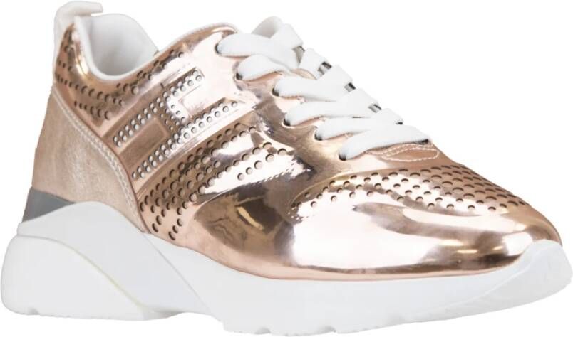 Hogan Sneakers van gelamineerd leer met veters Pink Dames