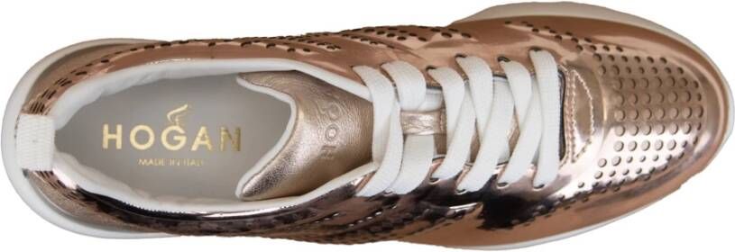 Hogan Sneakers van gelamineerd leer met veters Pink Dames