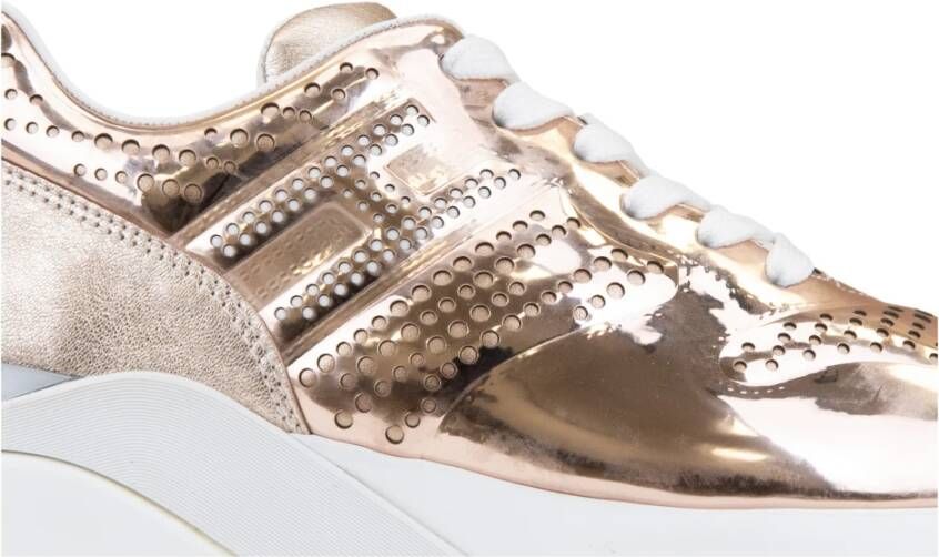 Hogan Sneakers van gelamineerd leer met veters Pink Dames