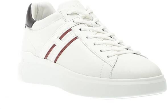 Hogan Witte Leren Sneakers met Blauwe en Rode Accenten White Heren