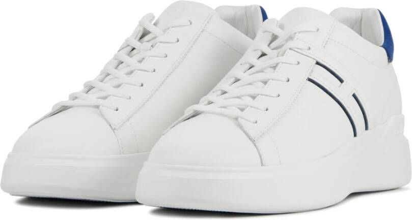 Hogan Witte Blauwe Leren Sneakers Wit Heren