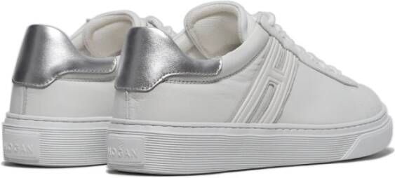 Hogan Witte Leren Sneaker met Zilveren Gelamineerde Spoor Wit Dames