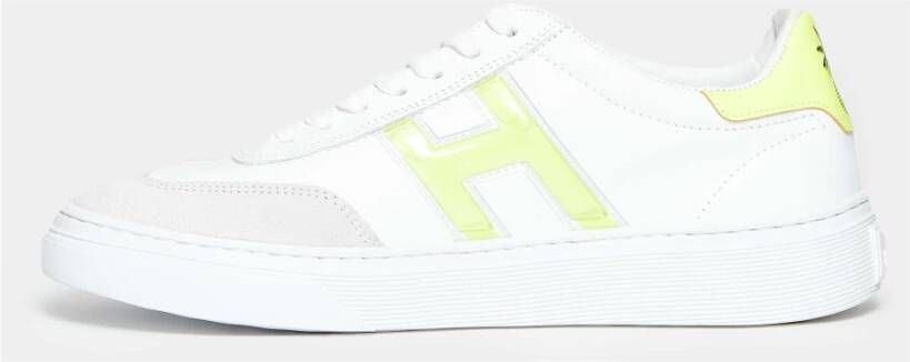 Hogan Witte Leren Sneakers met Geel H Logo en Gel Details Wit Dames