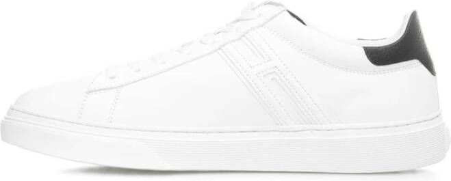 Hogan Witte Leren Sneakers met Contrasterend Hiel Detail Wit Heren