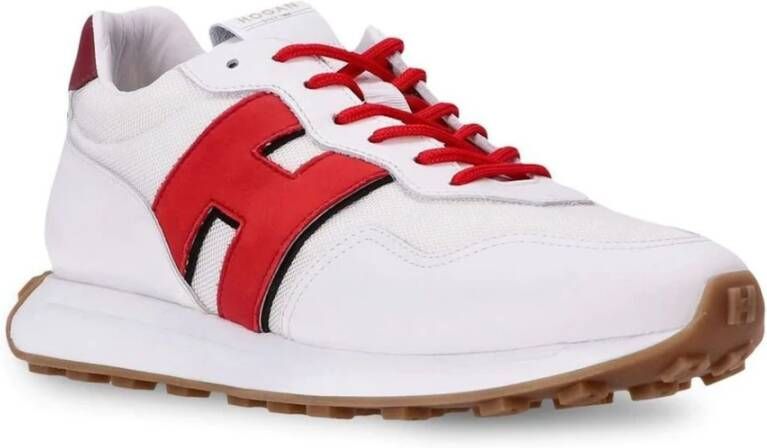 Hogan Witte Rode Bourgondische Leren Sneakers Wit Heren