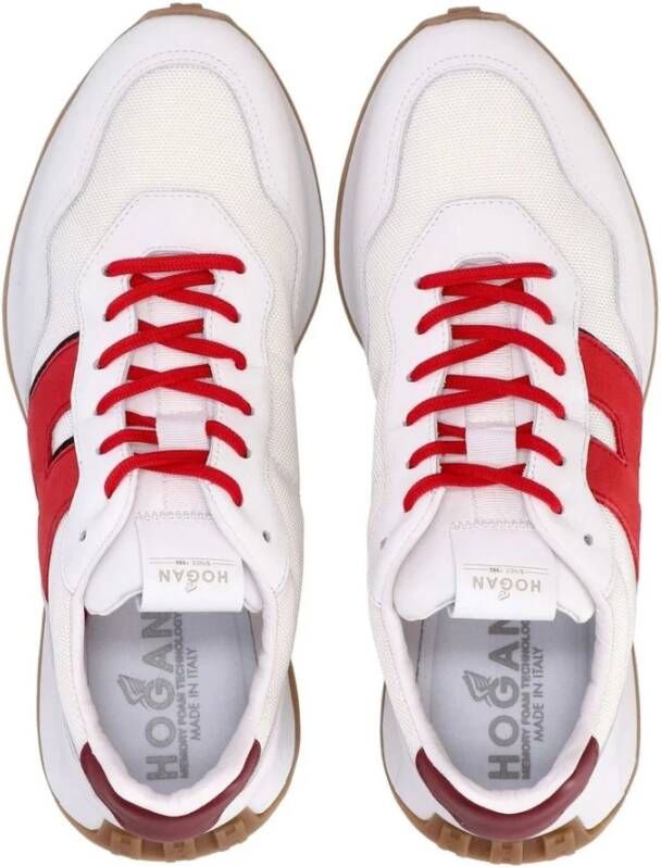 Hogan Witte Rode Bourgondische Leren Sneakers Wit Heren