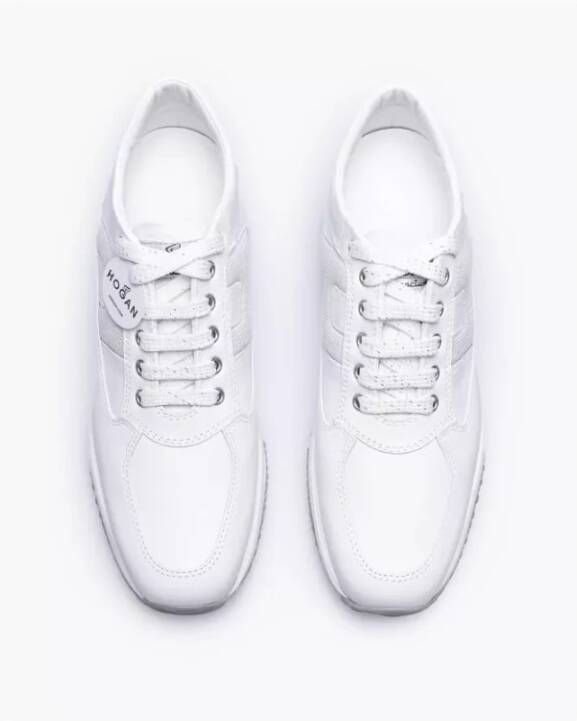 Hogan Witte en Zilveren Interactive Leren Sneakers Wit Heren