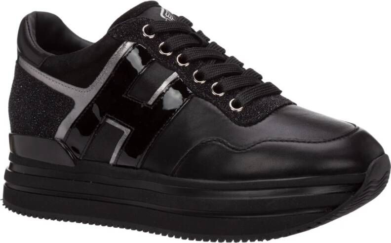 Hogan Stijlvolle Leren Platform Sneakers Zwart Dames