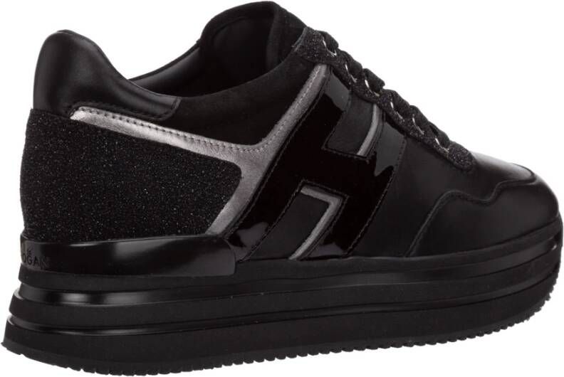 Hogan Stijlvolle Leren Platform Sneakers Zwart Dames