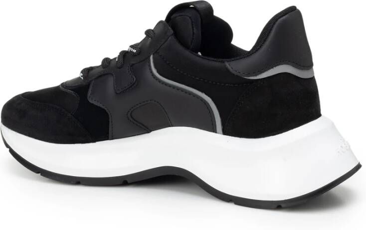 Hogan Zwarte Leren Sneakers met Wave H Detail Zwart Dames