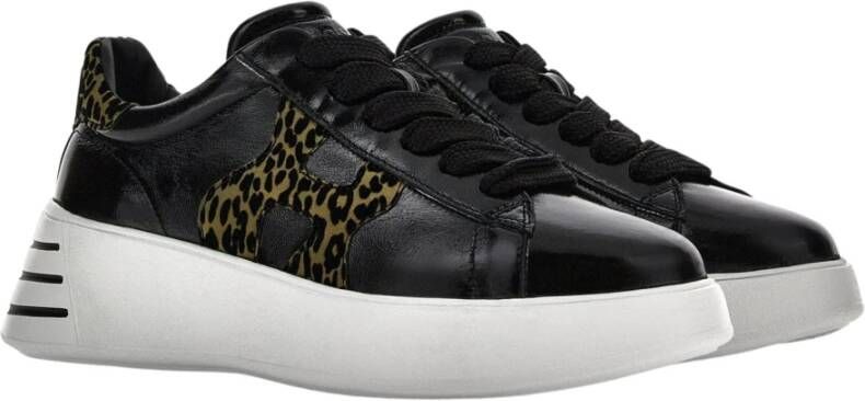 Hogan Zwarte+Animalier Sneakers met zachte en verfijnde lijnen Zwart Dames