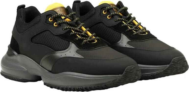 Hogan Zwarte Leren Sneakers met High-Tech Inzetstukken Zwart Heren