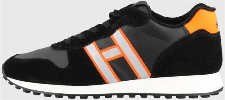 Hogan Zwarte Suède en Technische Stof Sneakers Zwart Heren