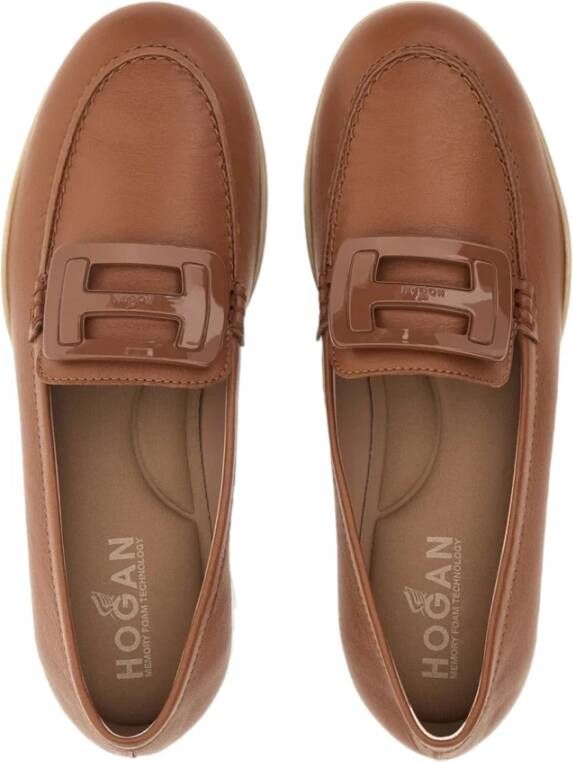 Hogan Stijlvolle leren bruine platte schoenen