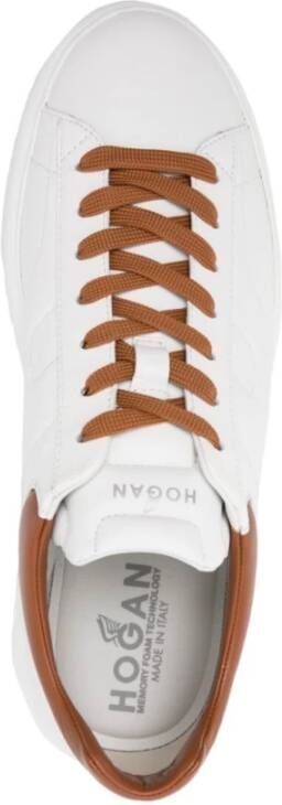 Hogan Witte Leren Logo Patch Platte Schoenen White Heren