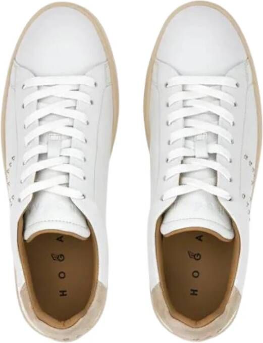 Hogan Witte Leren Sneakers met Zilveren Studs White Dames