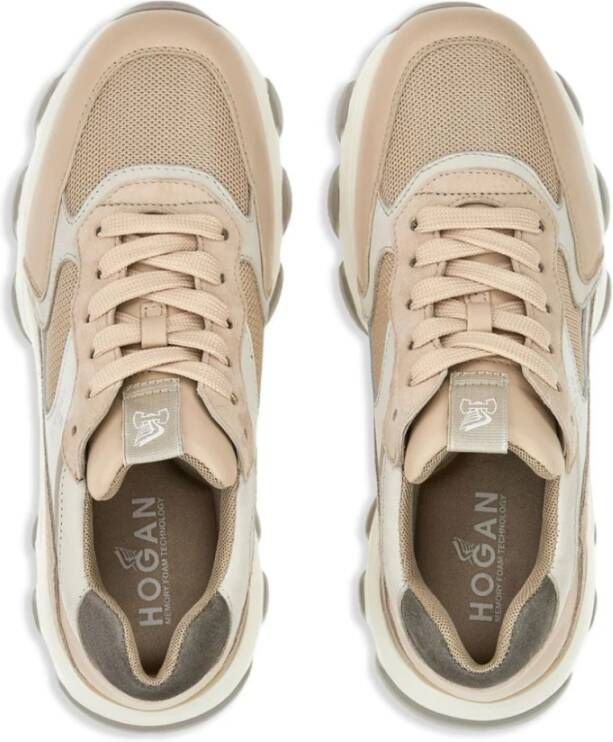 Hogan Suede Panel Sneakers Beige Dames