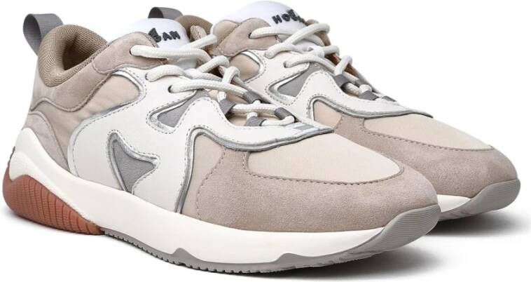 Hogan Technische Stof en Suède Sneakers Beige Dames