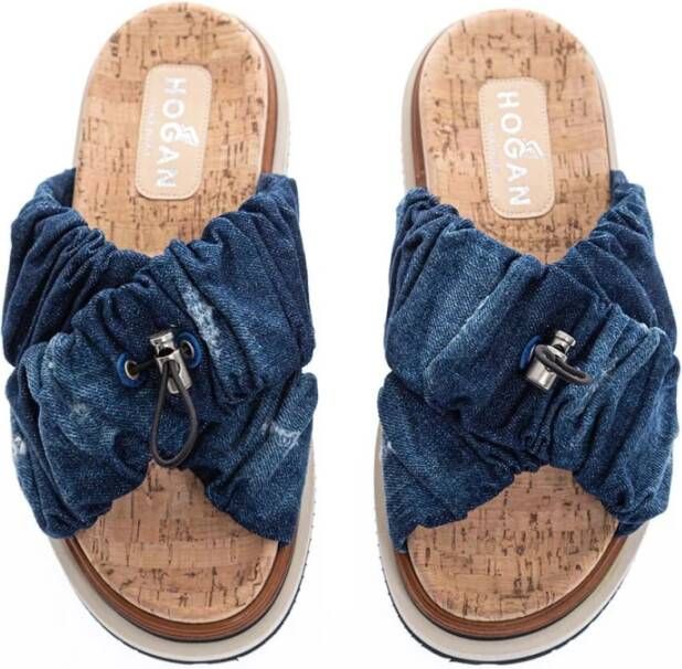 Hogan Denim Vintage Slider Sandalen Blauw Dames