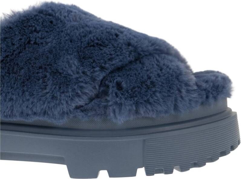 Hogan Urban Style Faux Fur Sandal Blue Dames