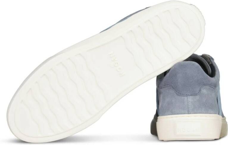 Hogan Velours Sneakers Witte Zool Italië Blue Heren