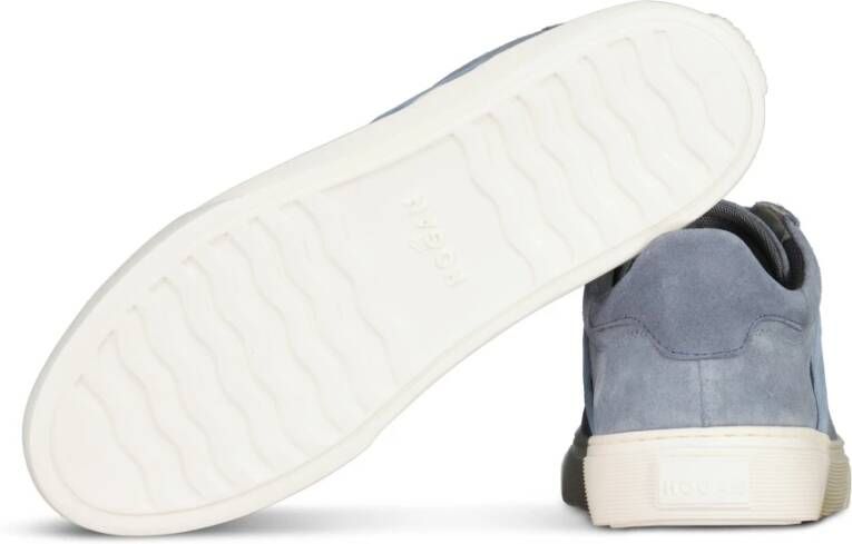 Hogan Velourslederen Sneakers met Witte Rubberen Zool Blue Heren