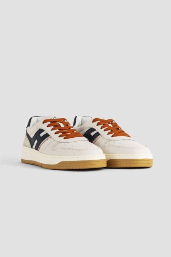 Hogan Wit Blauw Leren Sneakers Memory Foam Multicolor Heren