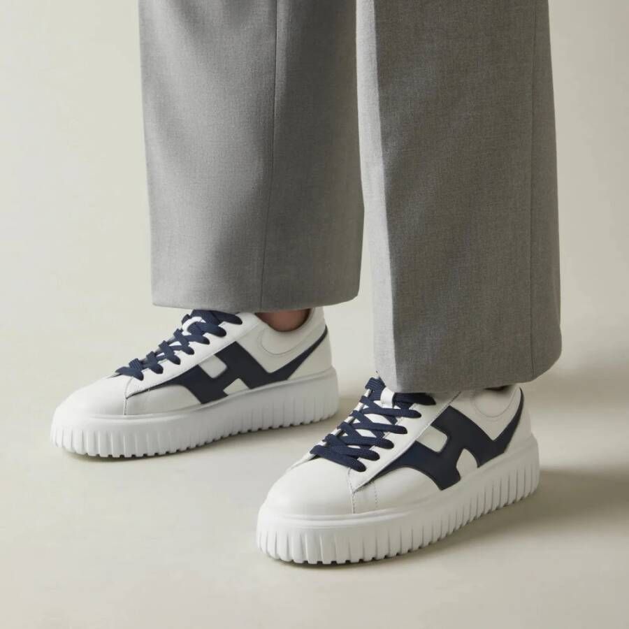 Hogan Wit en blauw leren sneakers White Heren