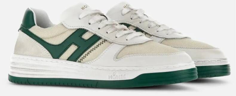 Hogan Wit en groen leren sneakers White Heren