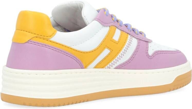 Hogan Wit paars en geel leren sneaker Purple Dames