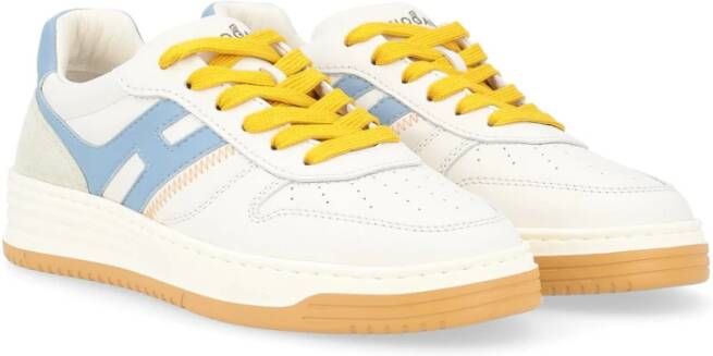 Hogan Witte blauwe en gele leren sneakers White Heren