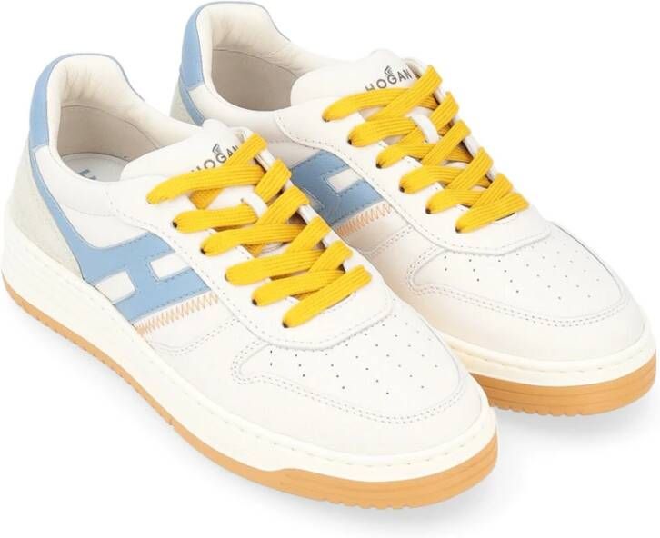 Hogan Witte blauwe en gele leren sneakers White Heren