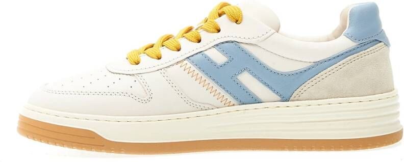 Hogan Witte en Blauwe Leren Basketbalsneakers White Heren