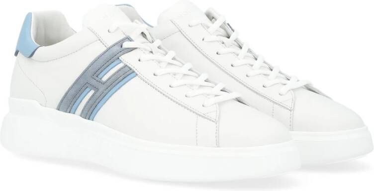 Hogan Witte en Blauwe Leren Sneaker H580 White Heren