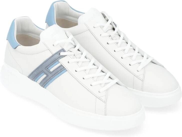Hogan Witte en Blauwe Leren Sneaker H580 White Heren
