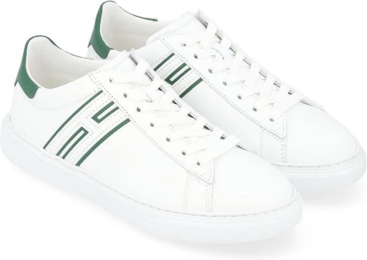 Hogan Witte en Groene Leren Sneaker H365 White Heren