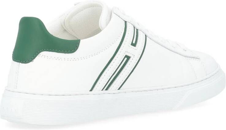 Hogan Witte en Groene Leren Sneaker H365 White Heren