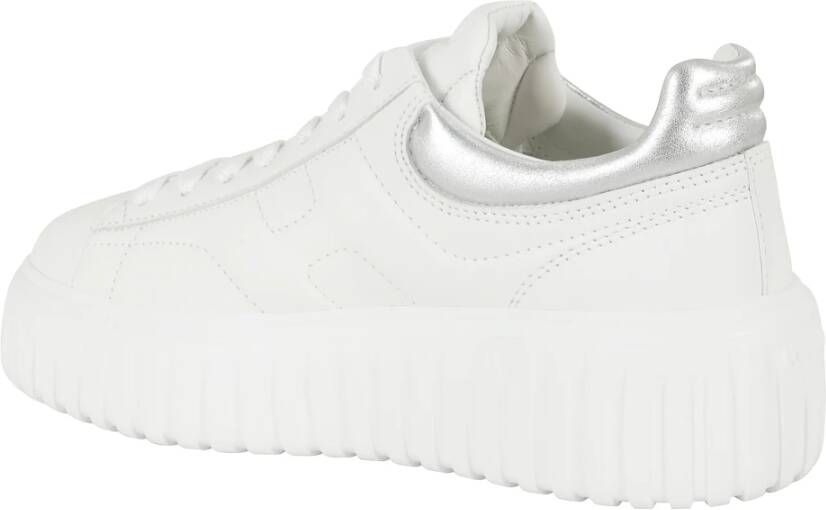 Hogan Witte en Zilveren Gestreepte Sneakers
