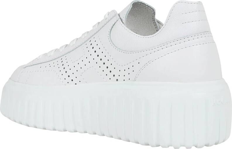 Hogan Witte H-Stripes Leren Sneakers White Dames