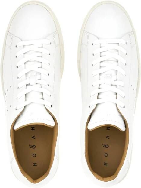 Hogan Witte leren geperforeerde sneakers