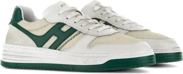 Hogan Witte leren herensneakers met groene accenten White Heren