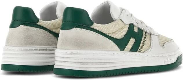 Hogan Witte leren herensneakers met groene accenten White Heren