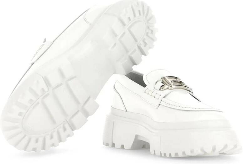 Hogan Witte leren mocassin met metalen accessoire
