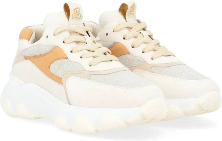 Hogan Witte Leren Sneaker met Cuoio Kleurige Details Multicolor Dames