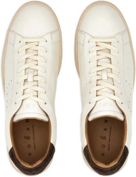 Hogan Witte Leren Sneakers Geperforeerd Logo White Heren