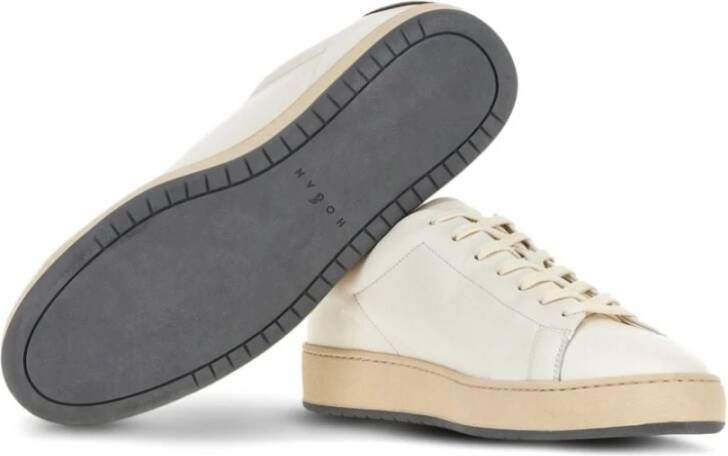 Hogan Witte Leren Sneakers Geperforeerd Logo White Heren