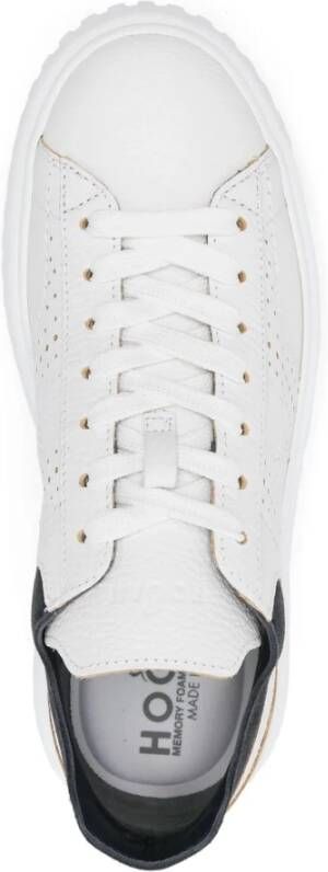 Hogan Witte leren sneakers met blauw suède