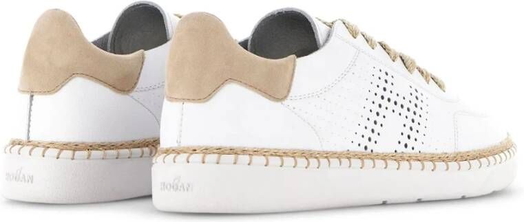 Hogan Witte Leren Sneakers met Geperforeerd H-Detail White Dames